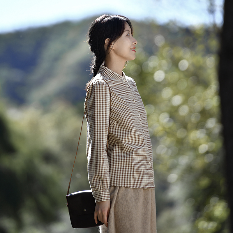 前世今生直身型格子单排扣衬衫