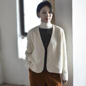 前世今生复古简约文艺V领提花短外套 白云闲 24QDA 149