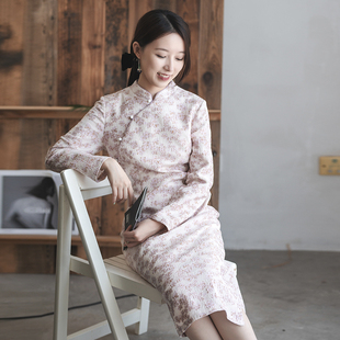 不.退换-22QDC-203【花落秋城】前世今生温婉轻中式斜襟春秋旗袍