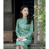 春前世今生复古花色改良修身 3.6特卖 春山鸟鸣 198 旗袍 17QDC