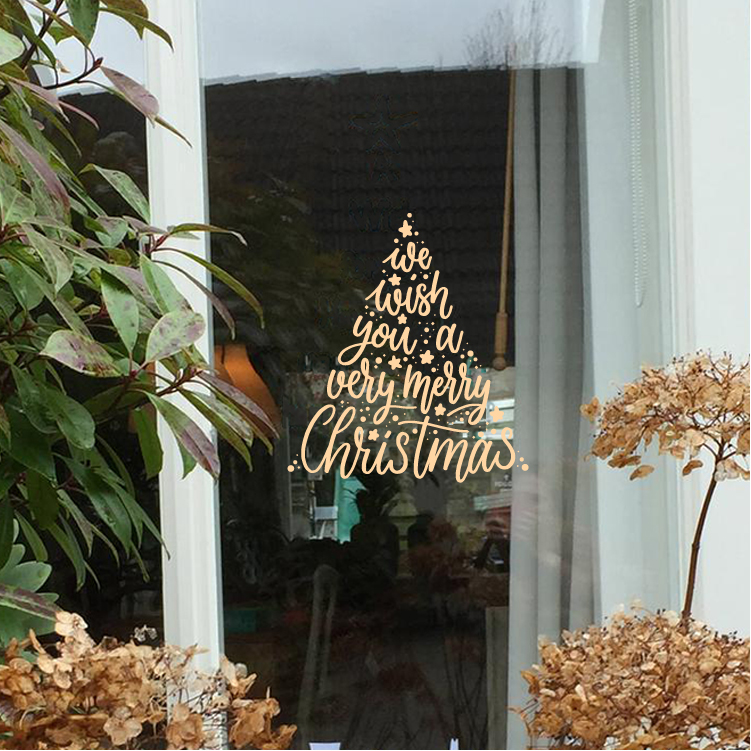 2026圣诞节英文烫钻贴纸装饰门贴