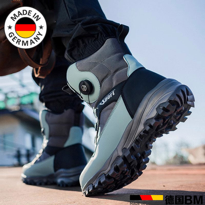 德国雪地靴男旋钮鞋带防水防滑保暖马丁靴加绒加厚东北旅游防寒靴