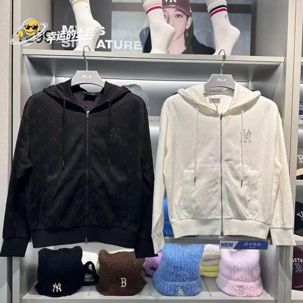MLB 26春款男女情侣毛圈运动休闲连帽长袖外套夹克3ATRM0161