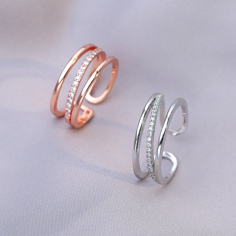 SHINING DIAMOND RING WOMENS COLD STYLE DESIGN SENSE NICHE INDEX FINGER RING INS TIDE RING 520 TANABATA GIFT