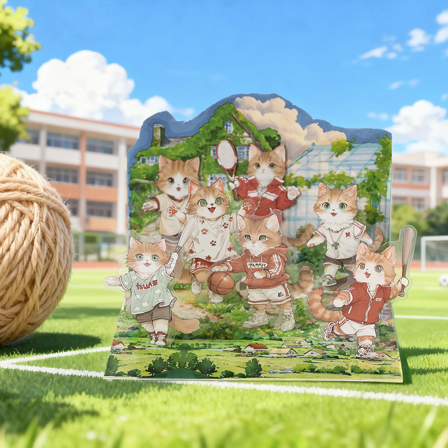 ZABC可爱猫咪贴纸 萌爪社团 运动绘画乐器猫咪手账装饰防水贴画