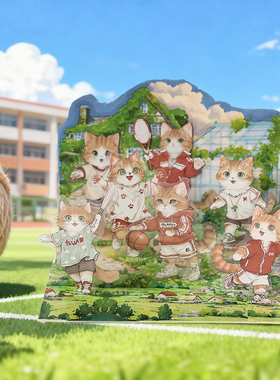 ZABC可爱猫咪贴纸 萌爪社团 运动绘画乐器猫咪手账装饰防水贴画