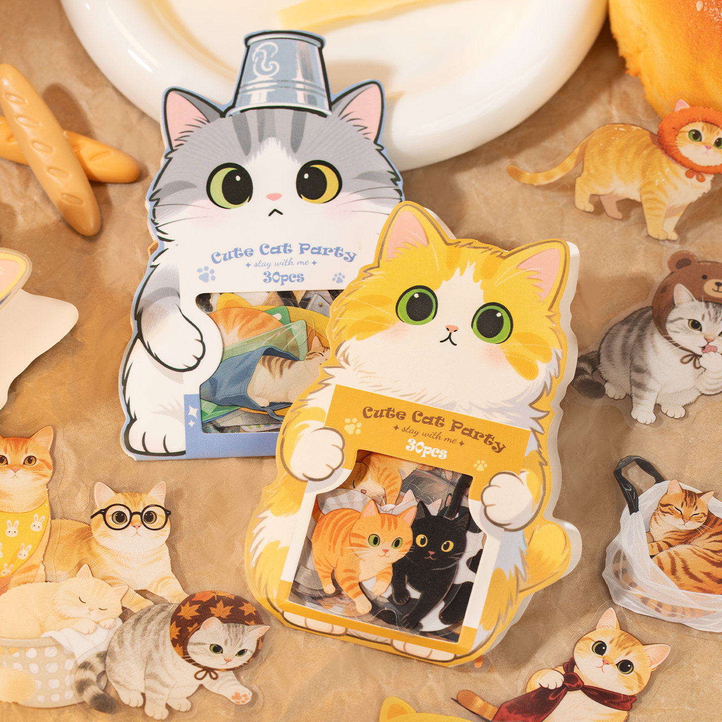 语闲PET贴纸包 猫咪聚会 可爱动物猫猫百态手账日记装饰防水贴画,文具电教/文化用品/商务用品,贴纸/立体贴纸,淘宝优惠券,粉丝福利购,淘宝优惠卷