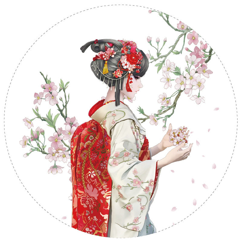 yooy 美人图特油和纸胶带 古风手绘人物女子diy手帐装饰贴画7cm宽