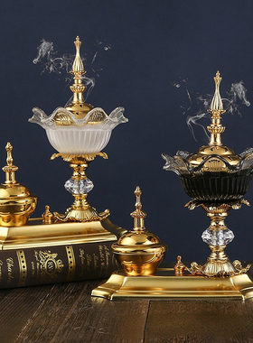 Crystal Incense Burner阿拉伯香炉两件套中东水晶家居装饰品摆件