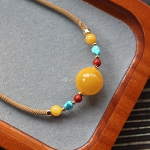 天然蜜蜡转运珠锁骨链项链吊坠挂件男女款 饰品