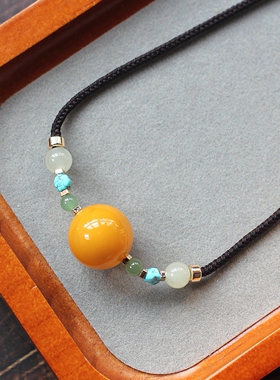 天然蜜蜡琥珀转运珠锁骨链男女款