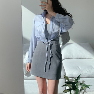 修身 灰色西装 高腰裙裤 2026新款 显瘦短裙a字包臀裙子 半身裙女夏季