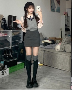 包臀西装 半身裙女春秋小个子灰色高腰紧身辣妹性感显瘦打底短裙子