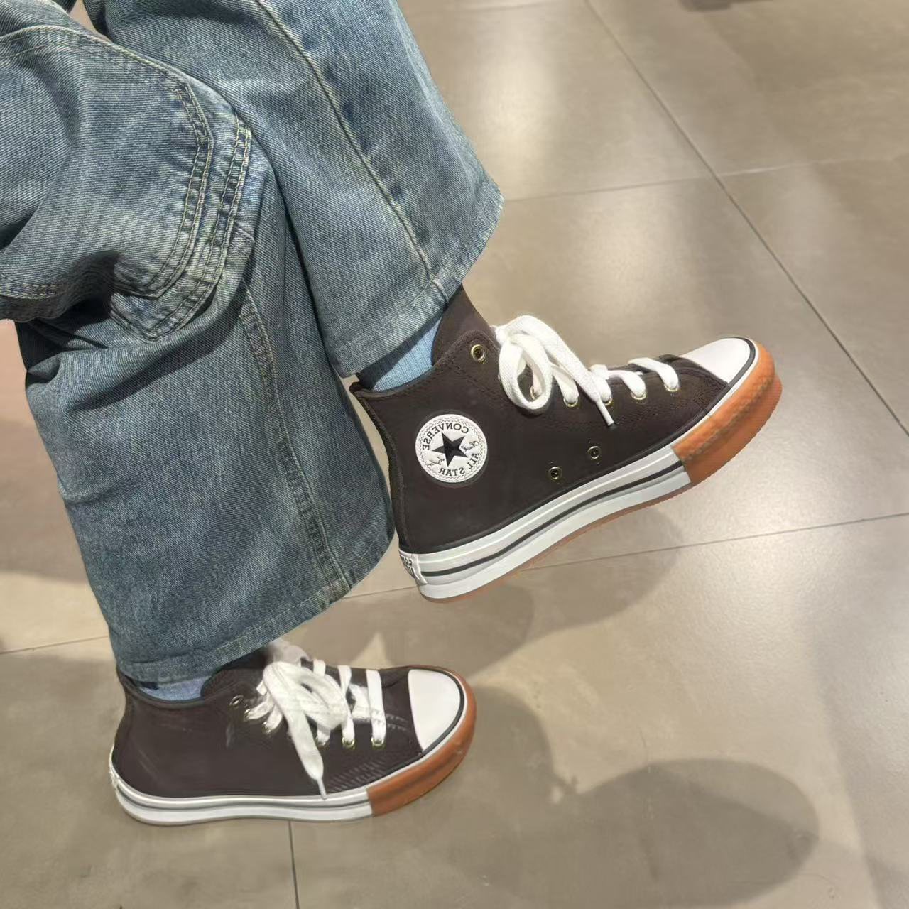 CONVERSE匡威大童All Star EVA Lift高帮厚底翻毛皮休闲鞋A13366C