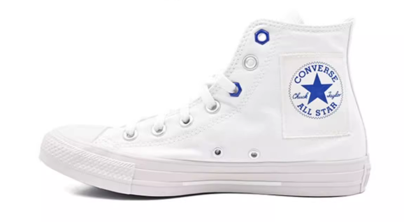 正品 converse匡威 白色情侣灰白补丁贴布logo高帮帆布鞋165051C