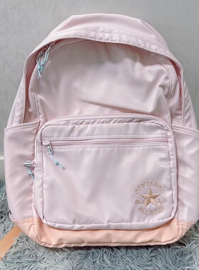 正品CONVERSE匡威 男女同款樱花粉色刺绣双肩包书包10027202-A01
