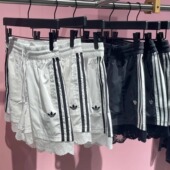 II5605 IL2420 Adidas三叶草女子经典 三条纹蕾丝花边速干运动短裤