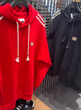 Adidas三叶草李现马年新年款男子连帽运动套头卫衣KT0645 KT0646