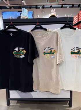 正品匡威男女同款宽松植绒印花圆领透气短袖T恤10026169-A01-A03