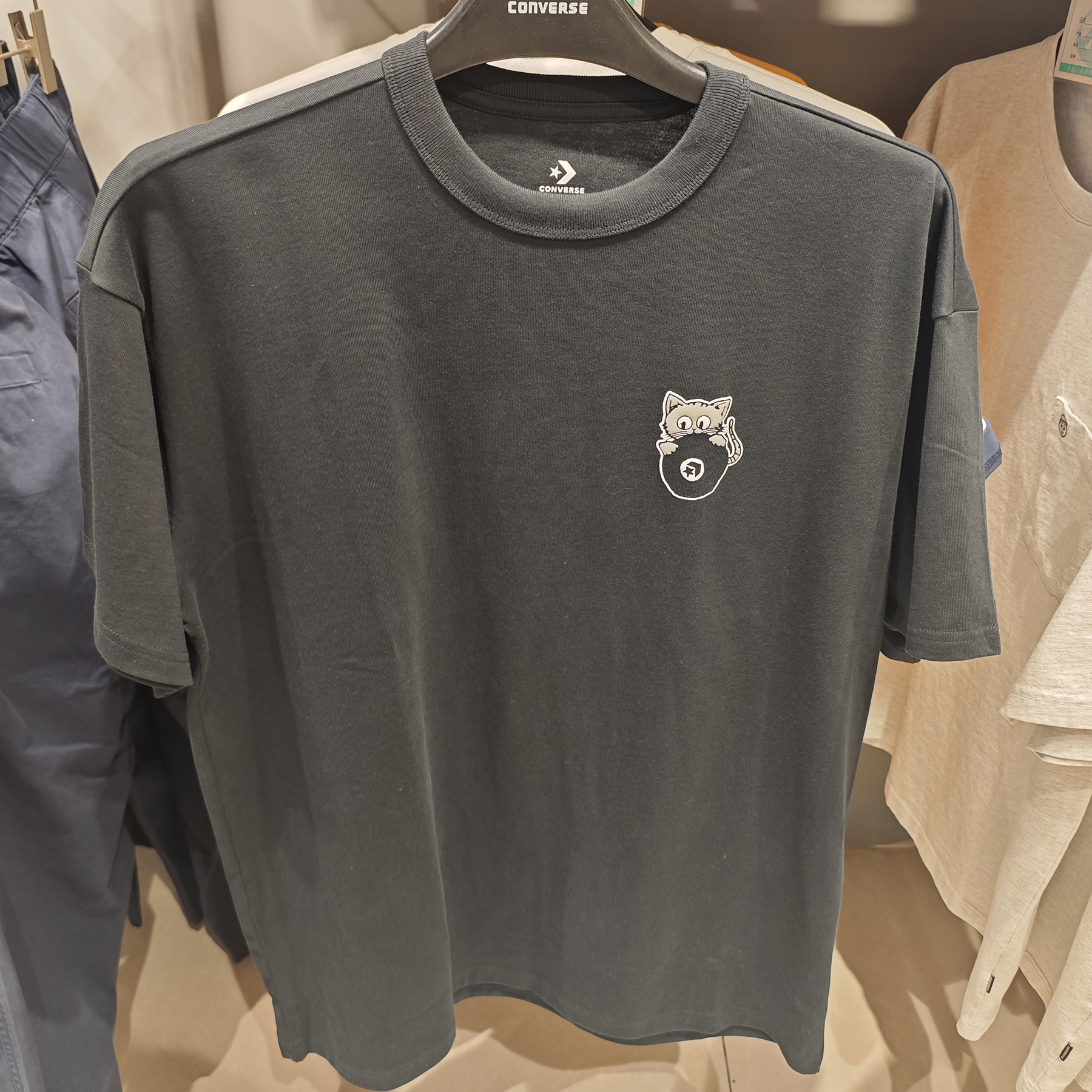 正品CONVERSE匡威 男款小猫台球图案圆领短袖T恤10027729-A01-A02