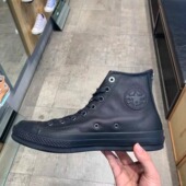 1970S全黑武士拉链皮质高帮休闲板鞋 正品 converse匡威 A08159C