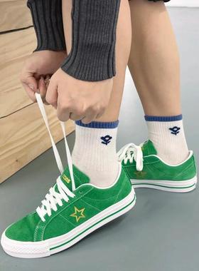 CONVERSE匡威ONESTAR PRO绿色麂皮金星低帮滑板帆布鞋 A06645c