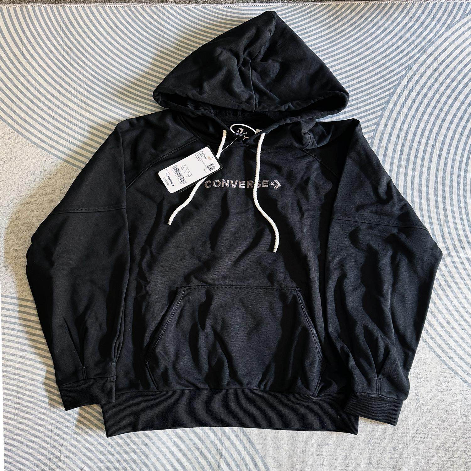 正品匡威 女款 宽松刺绣logo线圈棉连帽衫套头卫衣10023945-A01