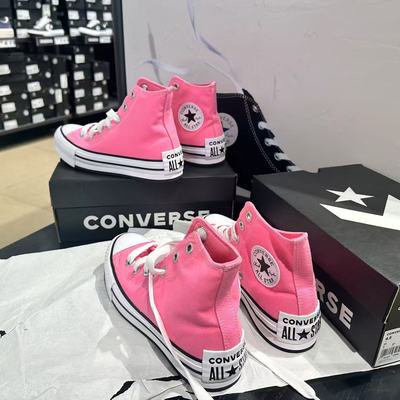 CONVERSE匡威 allsta大童款粉色大后跟标厚底增高帆布鞋A08468c