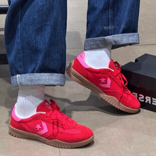 正品CONVERSE匡威 RunStar Trainer 红色拼色反绒皮德训鞋A10371C