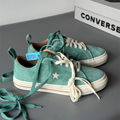 STAR松石绿色翻毛皮麂皮低帮帆布鞋 正品 CONVERSE匡威ONE A02947c