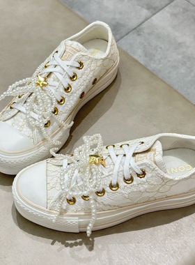 converse匡威All Star Lift女芭蕾风蝴蝶结厚底低帮帆布鞋A15197C