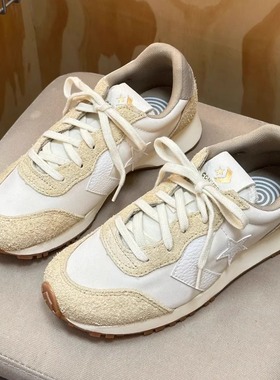 converse匡威SEASONAL白棕拼色麂皮拼接学院风休闲鞋跑鞋 A15606C