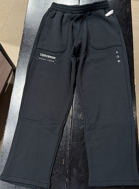 正品Converse匡威 男子黑刺绣宽松透气针织直筒长裤10027104-A01