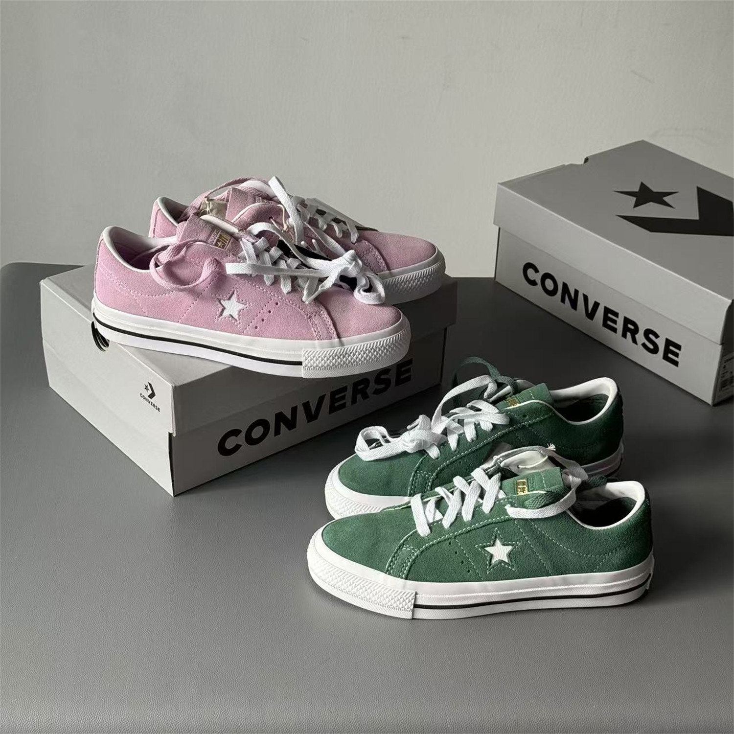 CONVERSE匡威ONESTAR PRO杜松子绿淡粉色翻毛皮低帮A07618cA07309