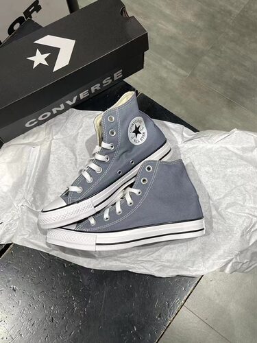 匡威经典款银霜灰高帮帆布鞋