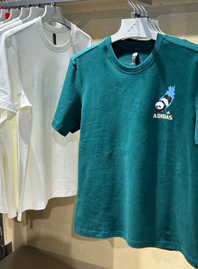 Adidas阿迪达斯男女款熊猫玩水印花短袖T恤KC0975 KC0976 KC3368