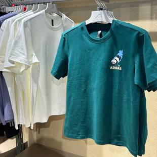 Adidas阿迪达斯男女款熊猫玩水印花短袖T恤KC0975 KC0976 KC3368