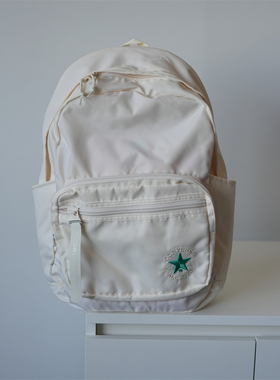 正品CONVERSE匡威冰激凌奶油白绿色刺绣标中号双肩包10021005-A02