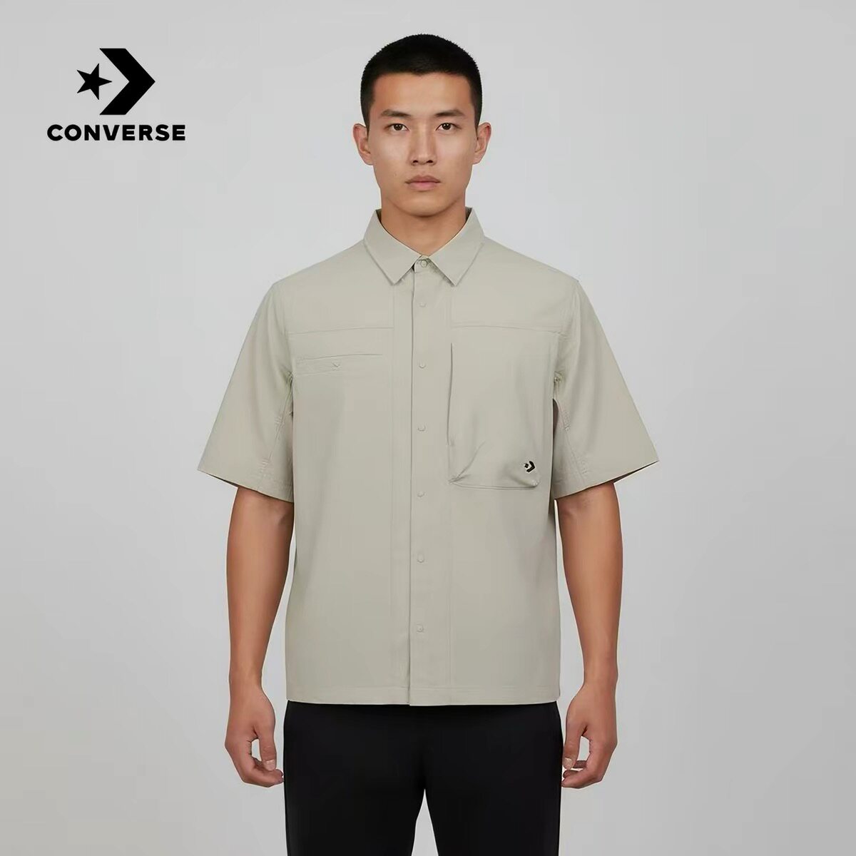 Converse匡威26夏男翻领短袖时尚宽松潮流百搭休闲衬衫MCJ756-GJR