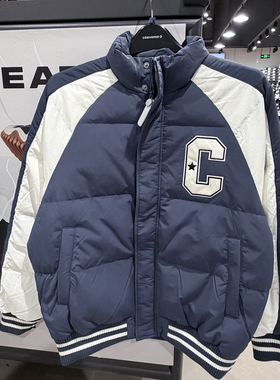 正品CONVERSE匡威男女600蓬鸭绒复古C标棒球羽绒服外套UCJ090-BFK