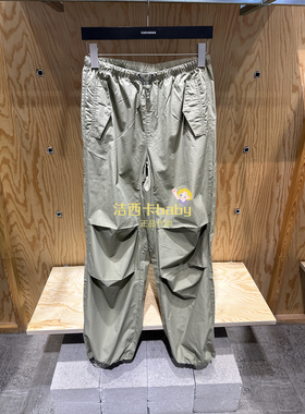 正品匡威Converse 女绿色降落伞兵梭织宽松休闲长裤10026399-A03