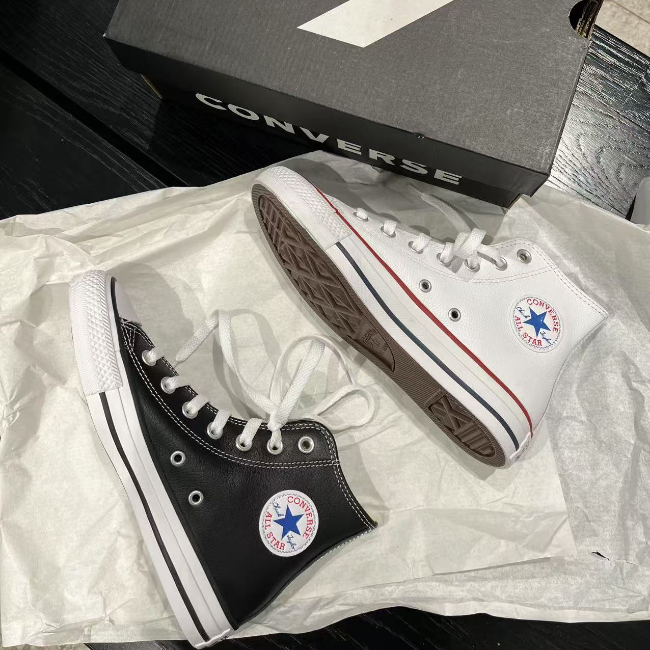 正品CONVERSE匡威All Star经典皮质男女高帮板鞋132170C 132169C