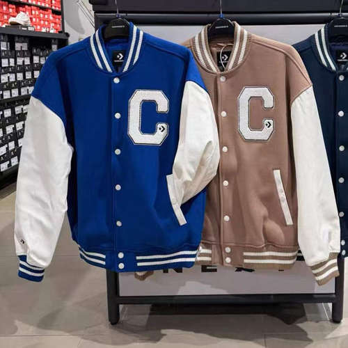 匡威毛呢拼接大C棒球棉服学院风