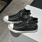 Star黑色朋克金属链荔枝牛皮高帮鞋 正品 CONVERSE匡威All A16409C