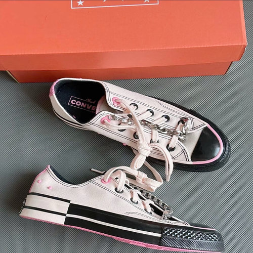 Converse匡威1970S粉黑甜酷ACE链条粉墨撞色低帮帆布鞋 A09542C