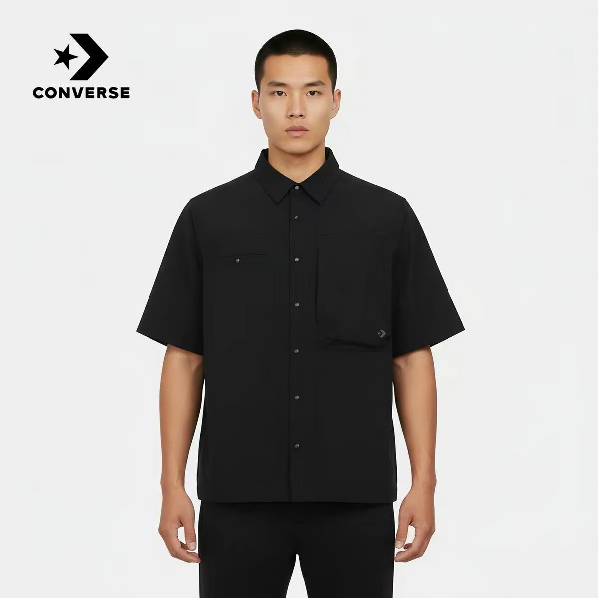 Converse匡威男翻领短袖时尚宽松潮流百搭休闲衬衫 MCJ756-GHM