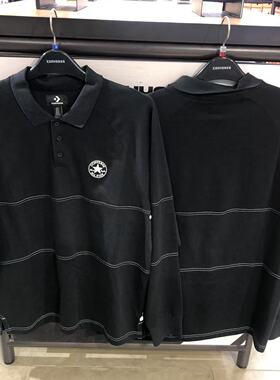 CONVERSE匡威男女学院风拼色翻领长袖Polo衫 10027563-A02