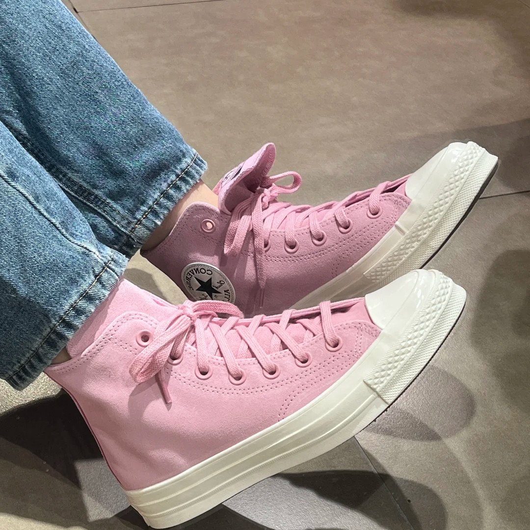 正品Converse匡威 1970S粉色翻毛皮反绒皮高帮运动帆布鞋 A11136C