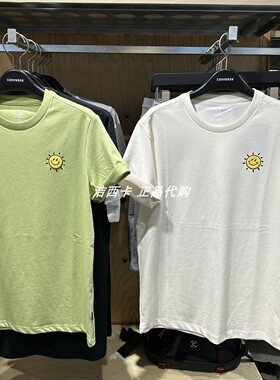 正品converse匡威 女款刺绣太阳摩托印花短袖T恤10026172-A01-A02