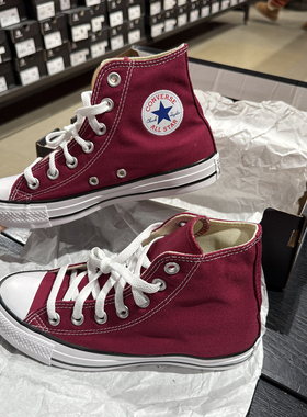 正品CONVERSE匡威 AllStar复古红色暗红酒红休闲高帮帆布鞋M9613C